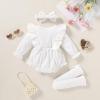 imageYOUNGER TREE Newborn Baby Girl Clothes Long Sleeve Button Dwon Romper Bodysuit Infant Fall Winter Outfits Baby Girl ClothingSolid White