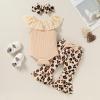 imageYOUNGER TREE Newborn Infant Baby Girl Clothes Outfits Romper Bodysuit Floral Cow Print Pants Headband 3Pcs Summer Clothes SetA1 Leopard