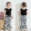 imageYOUNGER TREE Newborn Infant Baby Girl Clothes Outfits Romper Bodysuit Floral Cow Print Pants Headband 3Pcs Summer Clothes SetA3 Black