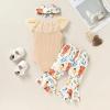 imageYOUNGER TREE Newborn Infant Baby Girl Clothes Outfits Romper Bodysuit Floral Cow Print Pants Headband 3Pcs Summer Clothes SetA5 Apricot