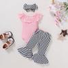 imageYOUNGER TREE Newborn Infant Baby Girl Clothes Outfits Romper Bodysuit Floral Cow Print Pants Headband 3Pcs Summer Clothes SetA7 Striped