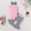 imageYOUNGER TREE Newborn Infant Baby Girl Clothes Outfits Romper Bodysuit Floral Cow Print Pants Headband 3Pcs Summer Clothes SetA7 Striped
