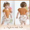 imageYOUNGER TREE Newborn Infant Baby Girl Clothes Romper Shorts Set Floral Summer Outfits Cute Baby Girl ClothingBrown Romper and Flower Shorts