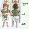 imageYOUNGER TREE Newborn Infant Baby Girl Clothes Romper Shorts Set Floral Summer Outfits Cute Baby Girl ClothingGreen Romper and Flower Shorts