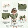 imageYOUNGER TREE Newborn Infant Baby Girl Clothes Romper Shorts Set Floral Summer Outfits Cute Baby Girl ClothingGreen Romper and Flower Shorts