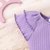 imageYOUNGER TREE Newborn Infant Baby Girl Clothes Romper Shorts Set Floral Summer Outfits Cute Baby Girl ClothingLavender Romper and Flower Shorts