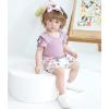 imageYOUNGER TREE Newborn Infant Baby Girl Clothes Romper Shorts Set Floral Summer Outfits Cute Baby Girl ClothingPurple Romper and Flower Shorts
