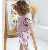 imageYOUNGER TREE Newborn Infant Baby Girl Clothes Romper Shorts Set Floral Summer Outfits Cute Baby Girl ClothingPurple Romper and Flower Shorts