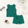 imageYOUNGER TREE Toddler Baby Boy Clothes Cotton Dinosaur Summer Outfits Tank Tops Short SetsBlackish Green