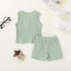 imageYOUNGER TREE Toddler Baby Boy Clothes Cotton Dinosaur Summer Outfits Tank Tops Short SetsSage Green