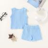 imageYOUNGER TREE Toddler Baby Boy Clothes Cotton Dinosaur Summer Outfits Tank Tops Short SetsSky Blue