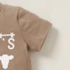 imageYOUNGER TREE Toddler Baby Boy Summer Clothes Short Sleeve Cow Letter Print TShirt  Shorts 2pcs Outfits SetCoffee
