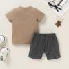 imageYOUNGER TREE Toddler Baby Boy Summer Clothes Short Sleeve Cow Letter Print TShirt  Shorts 2pcs Outfits SetCoffee
