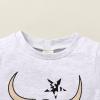 imageYOUNGER TREE Toddler Baby Boy Summer Clothes Short Sleeve Cow Letter Print TShirt  Shorts 2pcs Outfits SetWhite