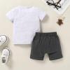 imageYOUNGER TREE Toddler Baby Boy Summer Clothes Short Sleeve Cow Letter Print TShirt  Shorts 2pcs Outfits SetWhite