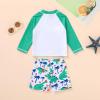 imageYOUNGER TREE Toddler Baby Boy Swimsuit Long Sleeve Bathing Suit Rash Guard Shirt Trunk Sets Swimwear Summer Clothes OutfitsDinosaurs Inviting You to Play