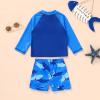 imageYOUNGER TREE Toddler Baby Boy Swimsuit Long Sleeve Bathing Suit Rash Guard Shirt Trunk Sets Swimwear Summer Clothes OutfitsSharks Hunting
