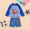 imageYOUNGER TREE Toddler Baby Boy Swimsuit Long Sleeve Bathing Suit Rash Guard Shirt Trunk Sets Swimwear Summer Clothes OutfitsStripes With Crab