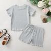 imageYOUNGER TREE Toddler Baby Girl Clothes Ribbed Knit Short Sleeve Tshirt Shorts Sets Little Girl Summer Outfits Clothing SetBlue