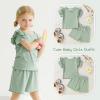 imageYOUNGER TREE Toddler Baby Girl Clothes Ribbed Knit Short Sleeve Tshirt Shorts Sets Little Girl Summer Outfits Clothing SetPeagreen