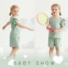 imageYOUNGER TREE Toddler Baby Girl Clothes Ribbed Knit Short Sleeve Tshirt Shorts Sets Little Girl Summer Outfits Clothing SetPeagreen