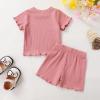 imageYOUNGER TREE Toddler Baby Girl Clothes Ribbed Knit Short Sleeve Tshirt Shorts Sets Little Girl Summer Outfits Clothing SetPink