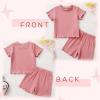 imageYOUNGER TREE Toddler Baby Girl Clothes Ribbed Knit Short Sleeve Tshirt Shorts Sets Little Girl Summer Outfits Clothing SetPink