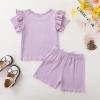 imageYOUNGER TREE Toddler Baby Girl Clothes Ribbed Knit Short Sleeve Tshirt Shorts Sets Little Girl Summer Outfits Clothing SetPurple