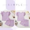 imageYOUNGER TREE Toddler Baby Girl Clothes Ribbed Knit Short Sleeve Tshirt Shorts Sets Little Girl Summer Outfits Clothing SetPurple