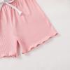 imageYOUNGER TREE Toddler Baby Girl Clothes Ribbed Knit Short Sleeve Tshirt Shorts Sets Little Girl Summer Outfits Clothing SetSolid Pink