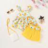 imageYOUNGER TREE Toddler Baby Girl Clothes Ruffle Sleeveless Strap Dress Tank Shorts Set Summer Outfits With BagBlue Stripes and Ducks