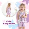 imageYOUNGER TREE Toddler Baby Girl Clothes Ruffle Sleeveless Strap Dress Tank Shorts Set Summer Outfits With BagButterfly
