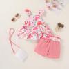 imageYOUNGER TREE Toddler Baby Girl Clothes Ruffle Sleeveless Strap Dress Tank Shorts Set Summer Outfits With BagDinosaur