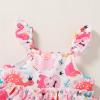 imageYOUNGER TREE Toddler Baby Girl Clothes Ruffle Sleeveless Strap Dress Tank Shorts Set Summer Outfits With BagDinosaur