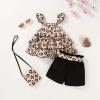 imageYOUNGER TREE Toddler Baby Girl Clothes Ruffle Sleeveless Strap Dress Tank Shorts Set Summer Outfits With BagLeopard