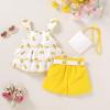 imageYOUNGER TREE Toddler Baby Girl Clothes Ruffle Sleeveless Strap Dress Tank Shorts Set Summer Outfits With BagLittle Yellow Duck