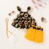 imageYOUNGER TREE Toddler Baby Girl Clothes Ruffle Sleeveless Strap Dress Tank Shorts Set Summer Outfits With BagSunflower