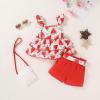 imageYOUNGER TREE Toddler Baby Girl Clothes Ruffle Sleeveless Strap Dress Tank Shorts Set Summer Outfits With BagWatermelon