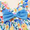 imageYOUNGER TREE Toddler Baby Girl Clothes Sleeveless Ruffle Bowknot Dress Top Shorts Set Summer Outfits for Little Kids GirlsBeautiful Flowerblue Shorts