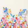 imageYOUNGER TREE Toddler Baby Girl Clothes Sleeveless Ruffle Bowknot Dress Top Shorts Set Summer Outfits for Little Kids GirlsBeautiful Flowerblue Shorts
