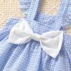 imageYOUNGER TREE Toddler Baby Girl Clothes Sleeveless Ruffle Bowknot Dress Top Shorts Set Summer Outfits for Little Kids GirlsBlue Grid