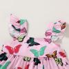 imageYOUNGER TREE Toddler Baby Girl Clothes Sleeveless Ruffle Bowknot Dress Top Shorts Set Summer Outfits for Little Kids GirlsButterflypink Shorts