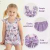 imageYOUNGER TREE Toddler Baby Girl Clothes Sleeveless Ruffle Bowknot Dress Top Shorts Set Summer Outfits for Little Kids GirlsButterflypurple Shorts