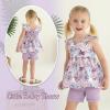 imageYOUNGER TREE Toddler Baby Girl Clothes Sleeveless Ruffle Bowknot Dress Top Shorts Set Summer Outfits for Little Kids GirlsButterflypurple Shorts