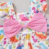 imageYOUNGER TREE Toddler Baby Girl Clothes Sleeveless Ruffle Bowknot Dress Top Shorts Set Summer Outfits for Little Kids GirlsDinopink Shorts