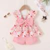 imageYOUNGER TREE Toddler Baby Girl Clothes Sleeveless Ruffle Bowknot Dress Top Shorts Set Summer Outfits for Little Kids GirlsFlamingo and Pineapple