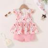 imageYOUNGER TREE Toddler Baby Girl Clothes Sleeveless Ruffle Bowknot Dress Top Shorts Set Summer Outfits for Little Kids GirlsFlamingo and Pineapple