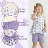 imageYOUNGER TREE Toddler Baby Girl Clothes Sleeveless Ruffle Bowknot Dress Top Shorts Set Summer Outfits for Little Kids GirlsPurple Heart
