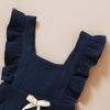 imageYOUNGER TREE Toddler Baby Girl Ruffled Sleeveless Romper Casual Summer Jumpsuit Cotton Linen ClothesBlue