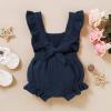 imageYOUNGER TREE Toddler Baby Girl Ruffled Sleeveless Romper Casual Summer Jumpsuit Cotton Linen ClothesBlue
